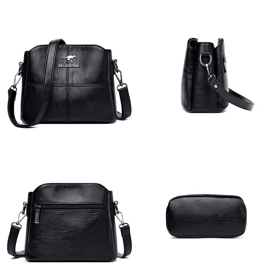 PU Leather Shoulder Bag with Statement Detail