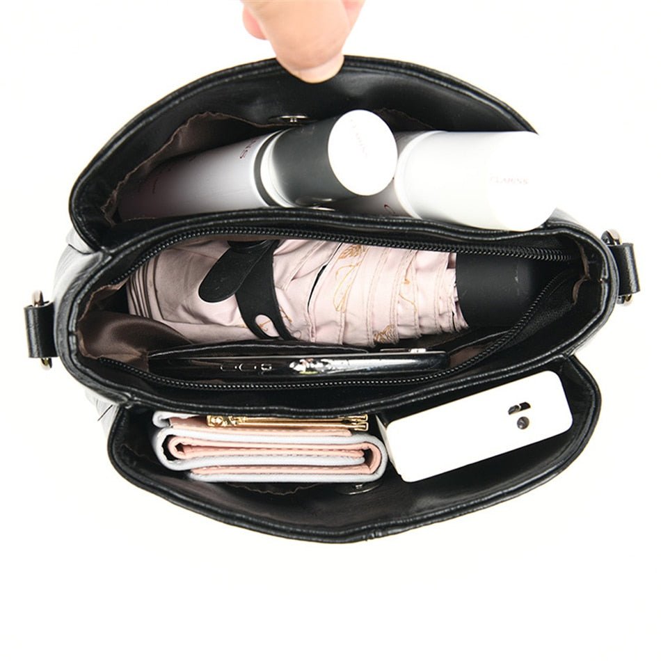 PU Leather Shoulder Bag with Statement Detail