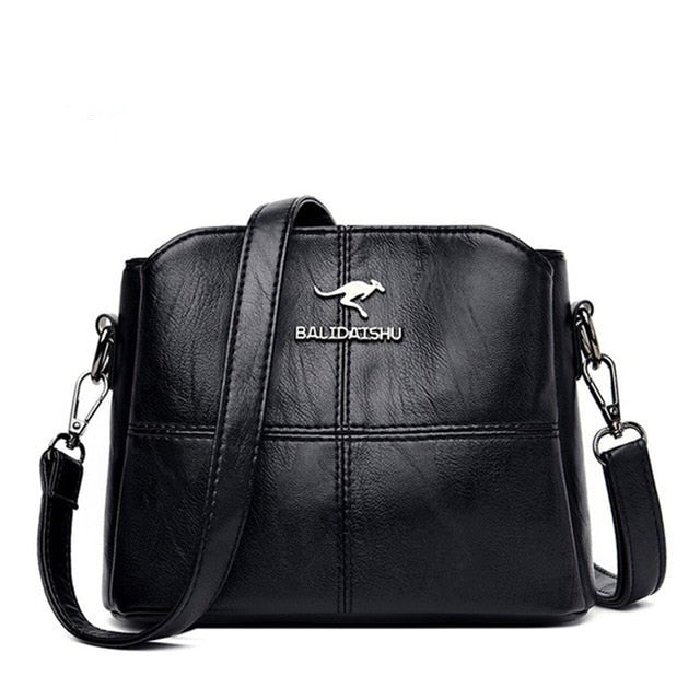 PU Leather Shoulder Bag with Statement Detail