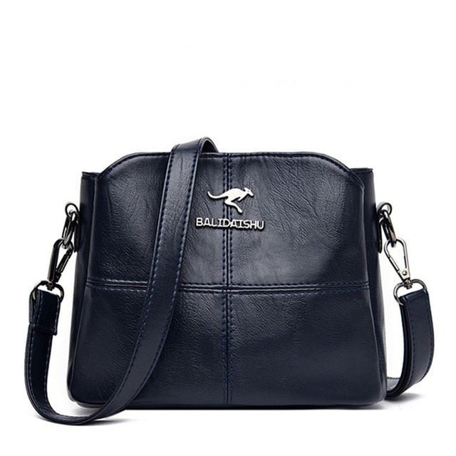 PU Leather Shoulder Bag with Statement Detail