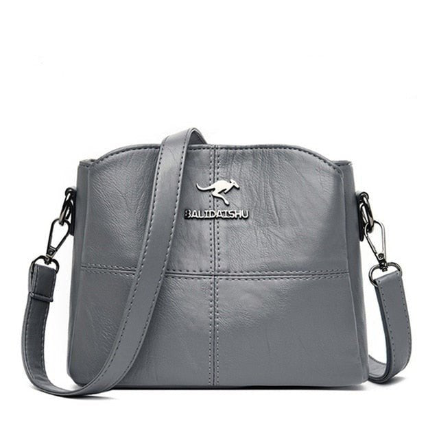 PU Leather Shoulder Bag with Statement Detail