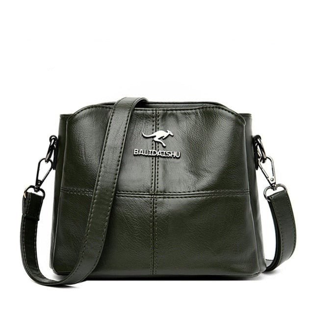 PU Leather Shoulder Bag with Statement Detail