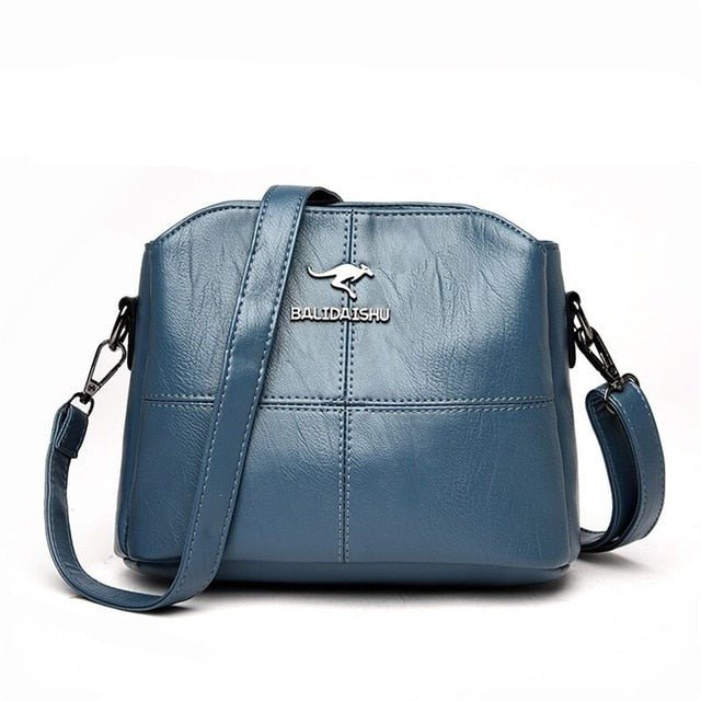 PU Leather Shoulder Bag with Statement Detail