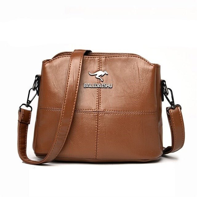 PU Leather Shoulder Bag with Statement Detail