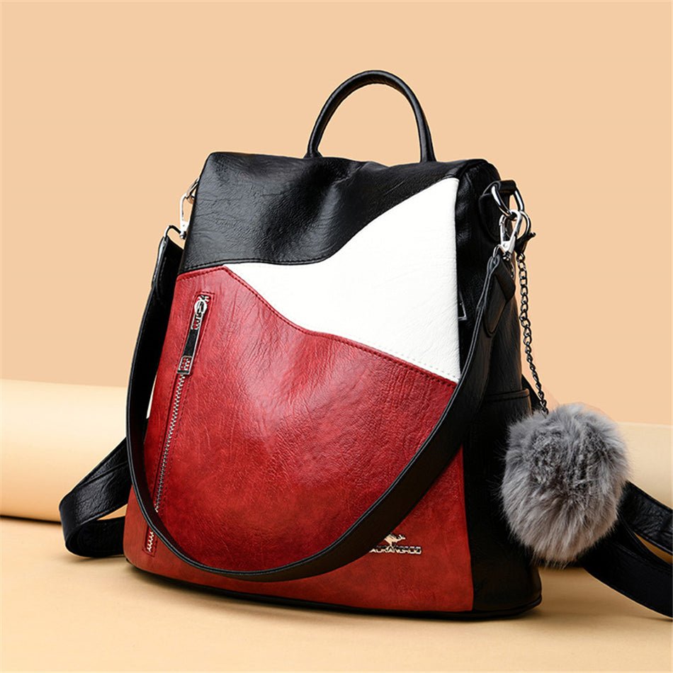 Anti-Theft PU Leather Backpack
