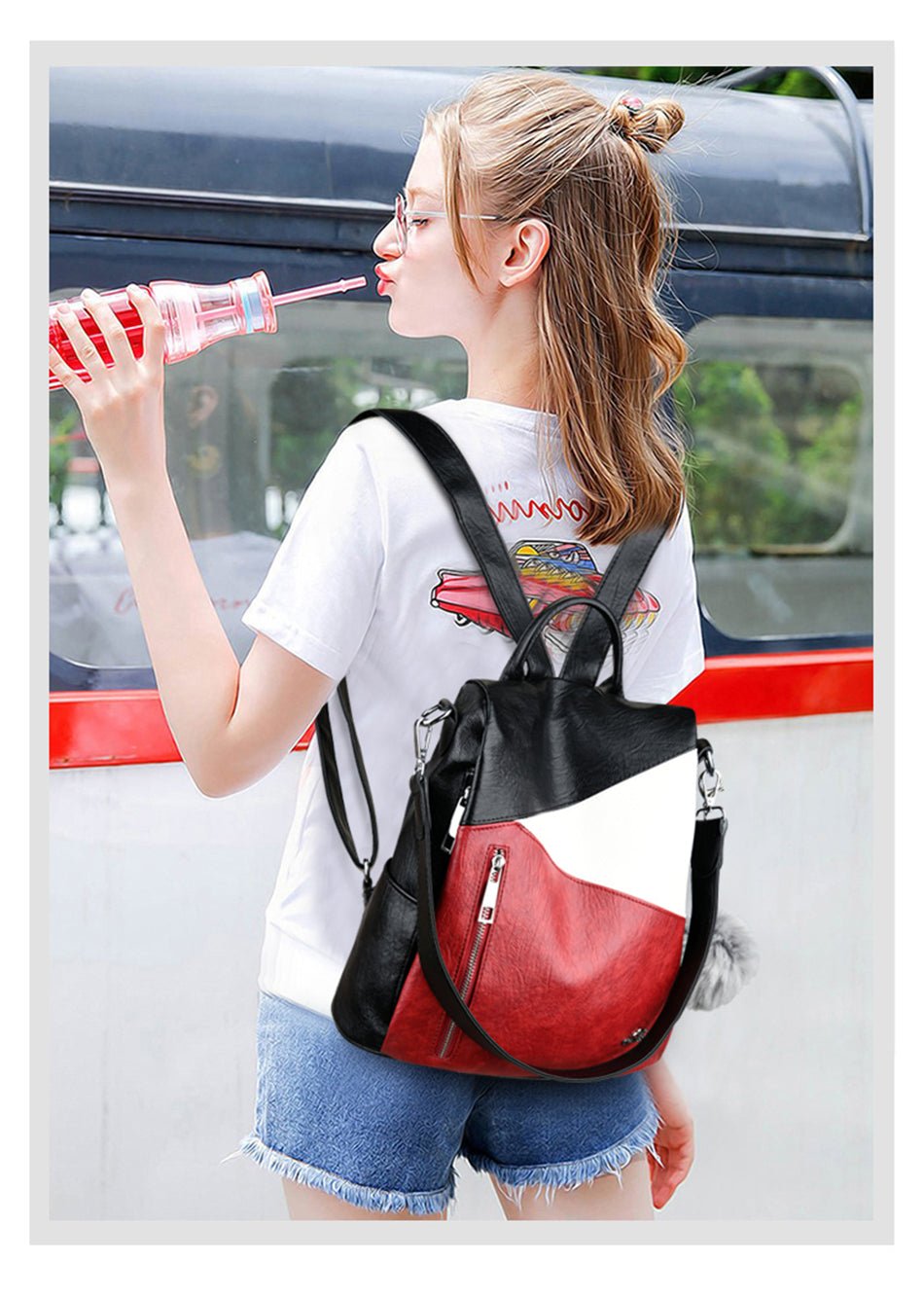 Anti-Theft PU Leather Backpack