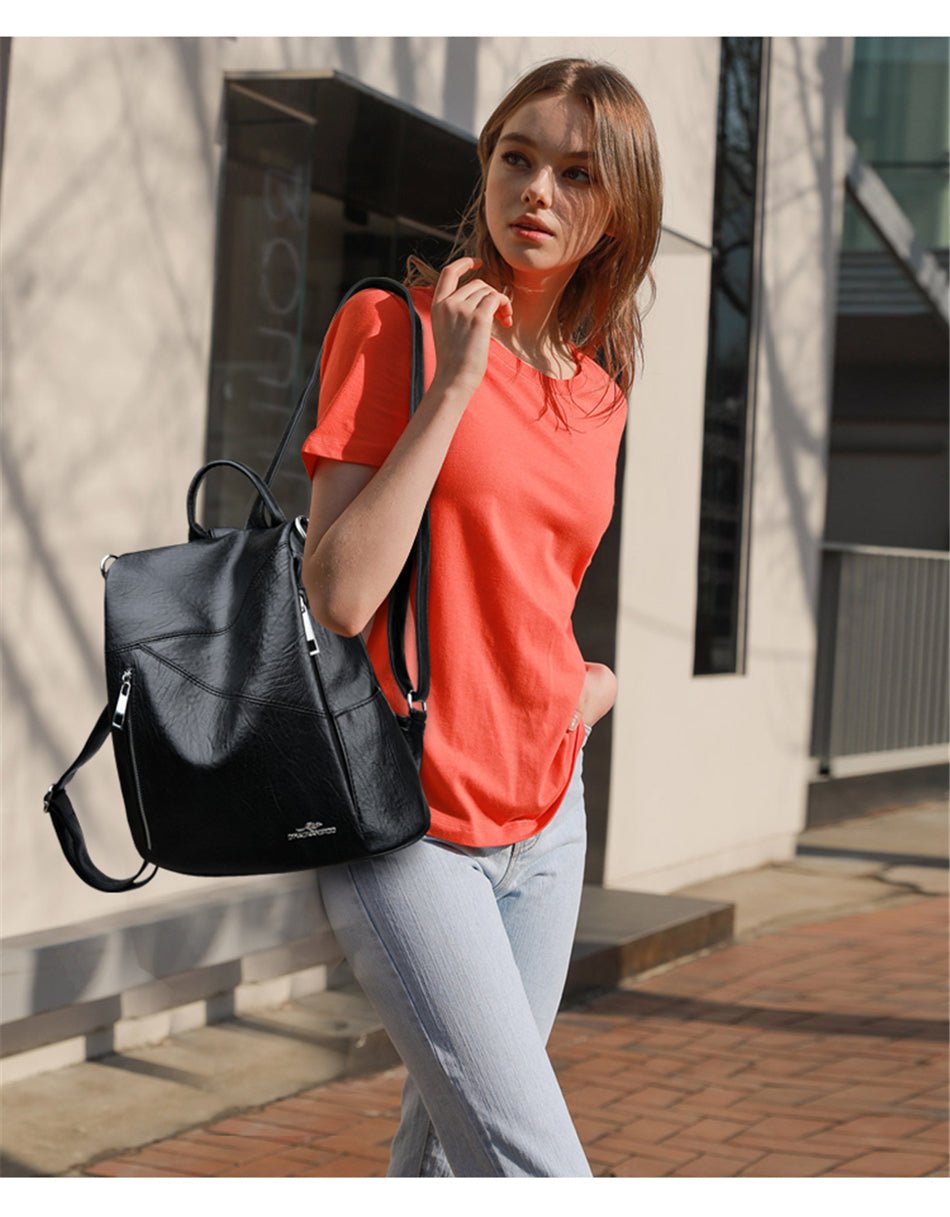 Anti-Theft PU Leather Backpack