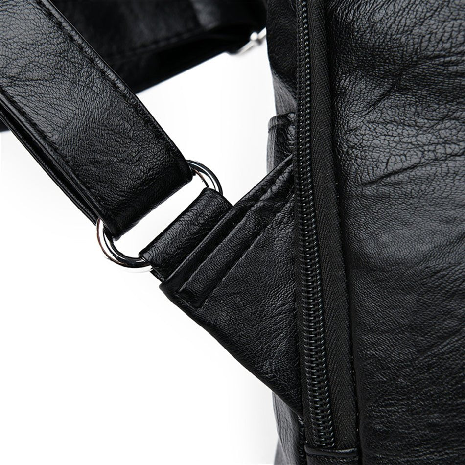Anti-Theft PU Leather Backpack