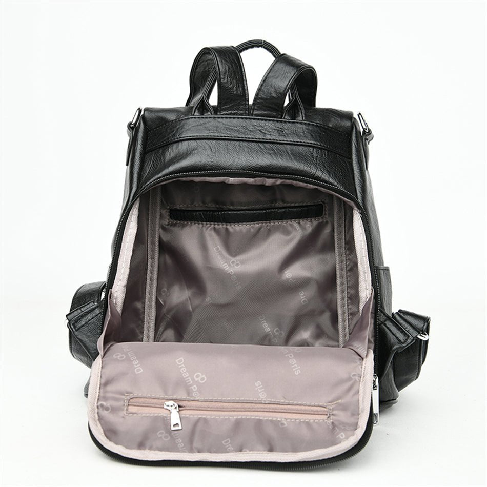 Anti-Theft PU Leather Backpack