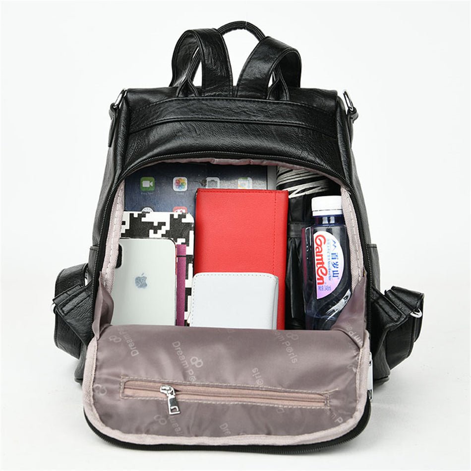 Anti-Theft PU Leather Backpack