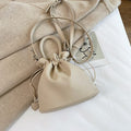 Drawstring Bucket Bag in Leather