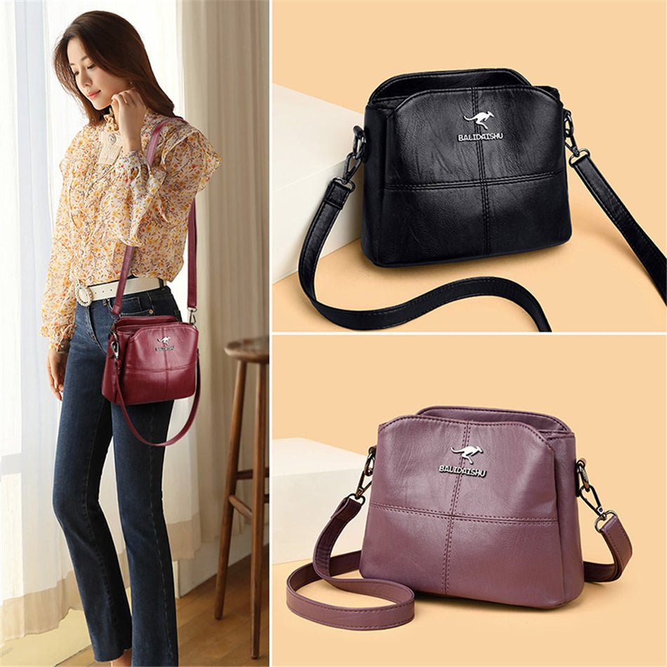 PU Leather Shoulder Bag with Statement Detail
