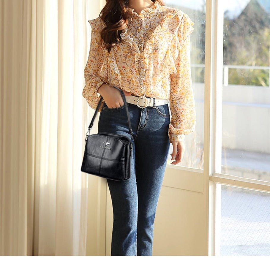 PU Leather Shoulder Bag with Statement Detail
