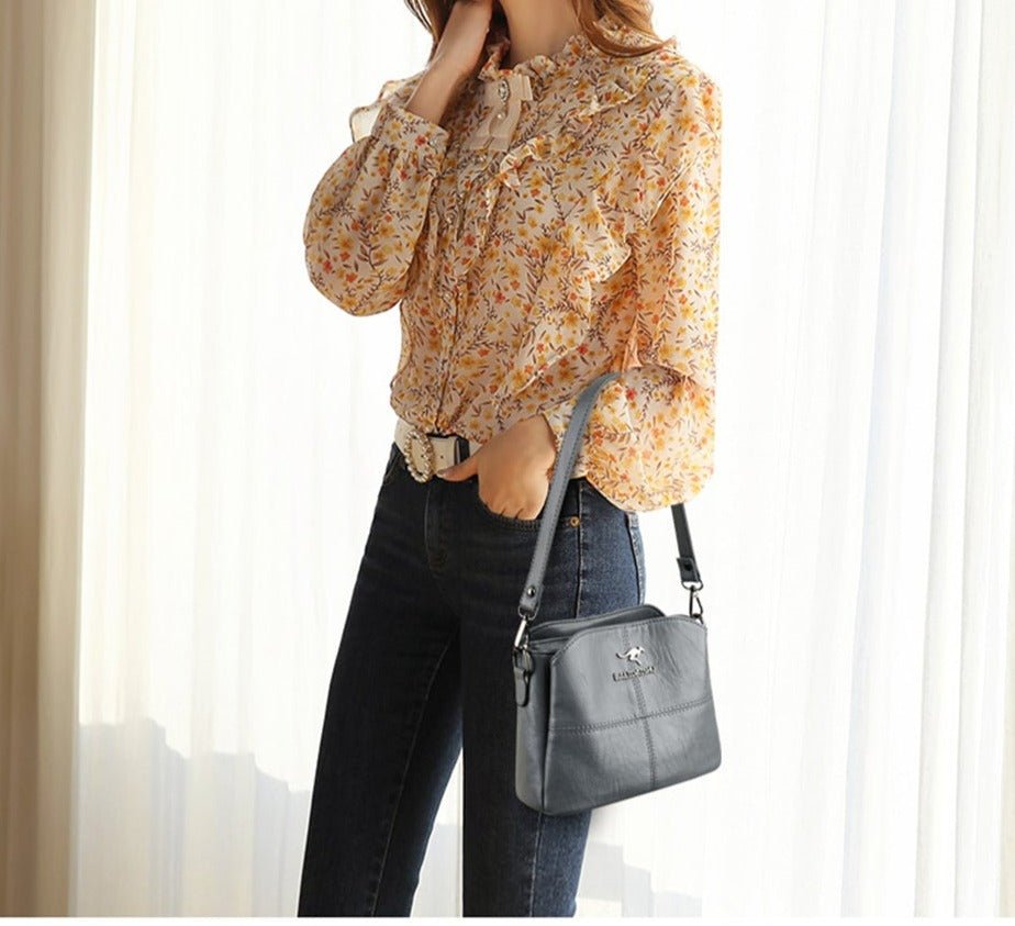 PU Leather Shoulder Bag with Statement Detail