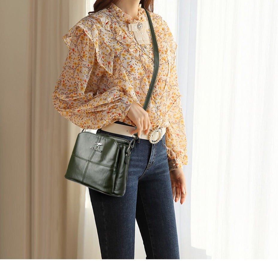PU Leather Shoulder Bag with Statement Detail