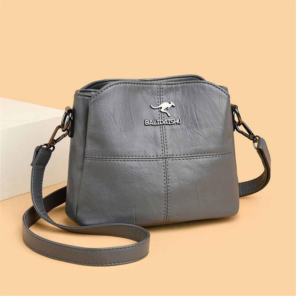 PU Leather Shoulder Bag with Statement Detail