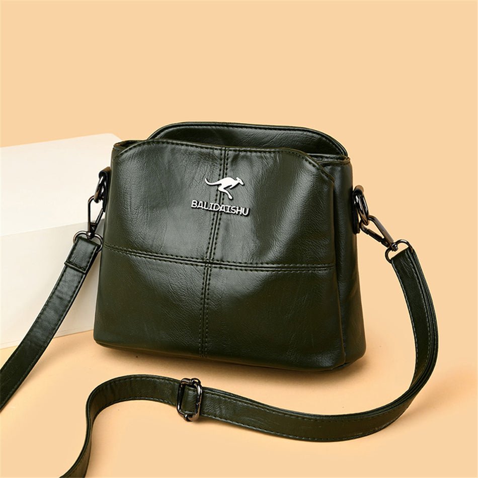 PU Leather Shoulder Bag with Statement Detail