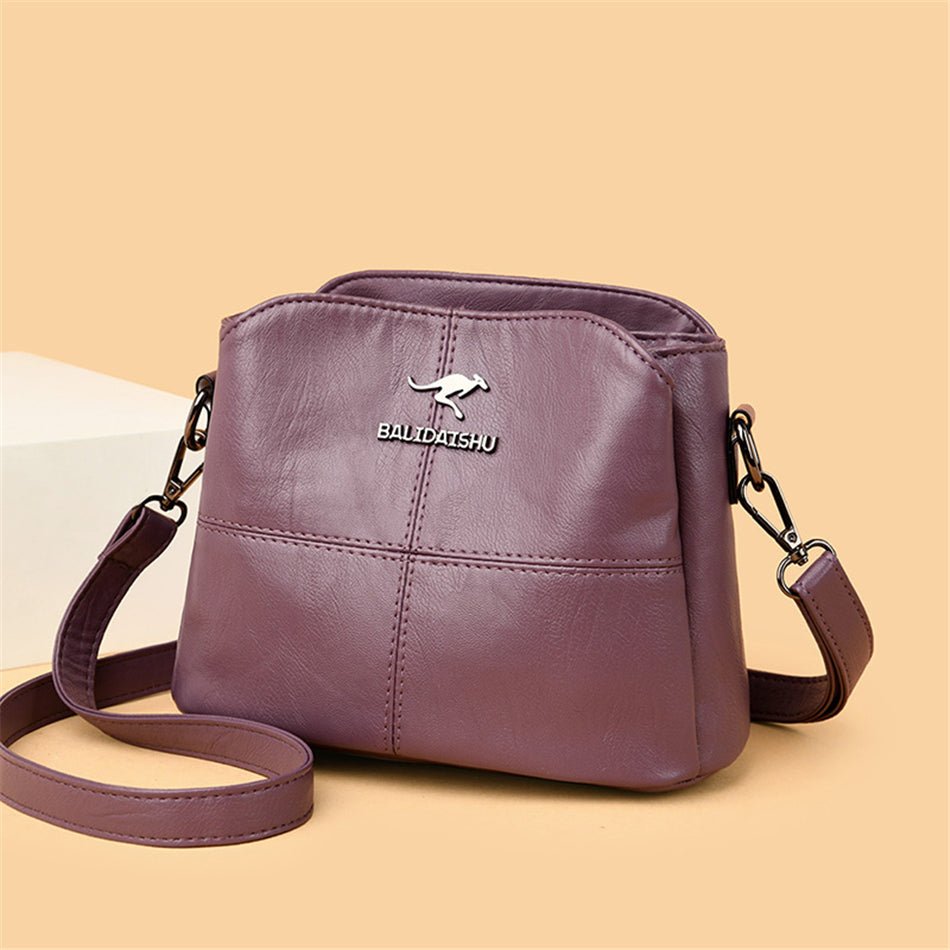 PU Leather Shoulder Bag with Statement Detail