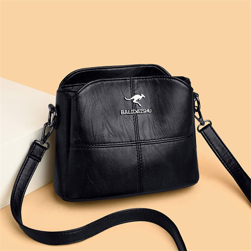PU Leather Shoulder Bag with Statement Detail