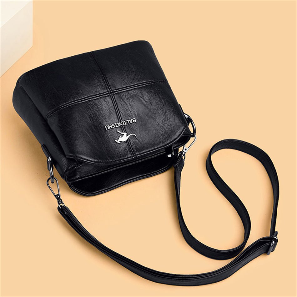 PU Leather Shoulder Bag with Statement Detail