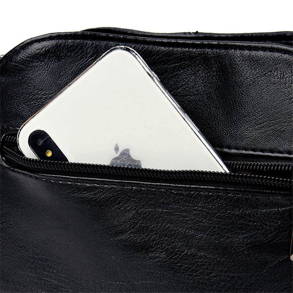 PU Leather Shoulder Bag with Statement Detail