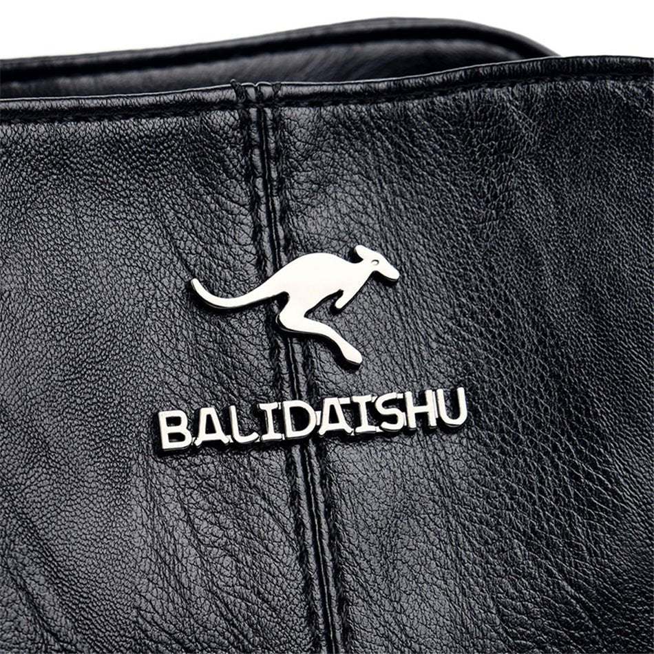 PU Leather Shoulder Bag with Statement Detail