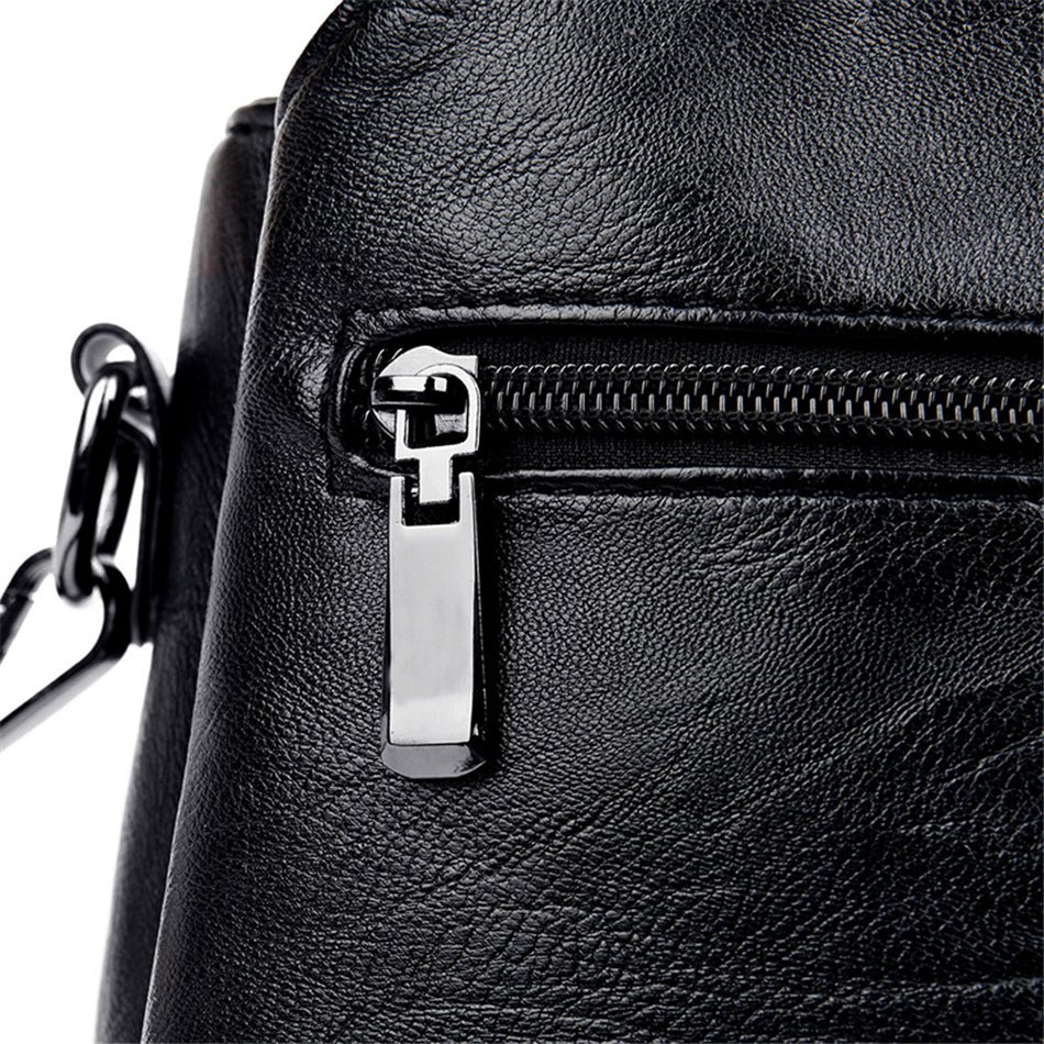 PU Leather Shoulder Bag with Statement Detail