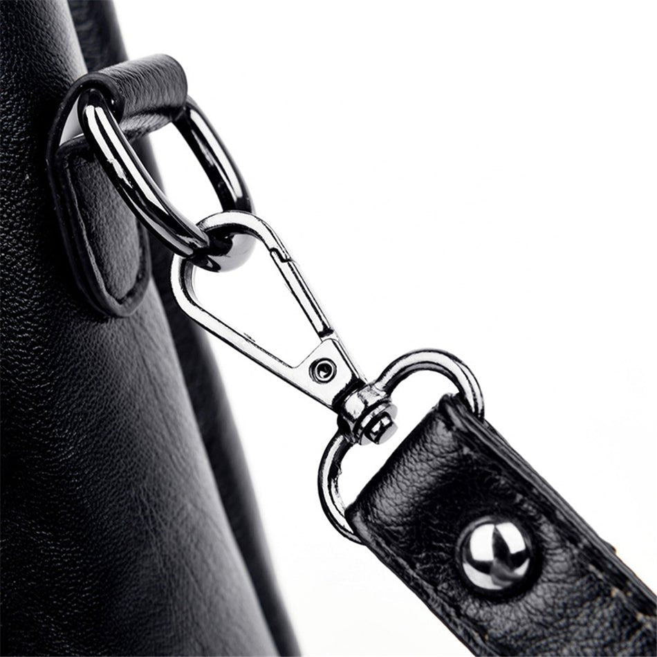 PU Leather Shoulder Bag with Statement Detail