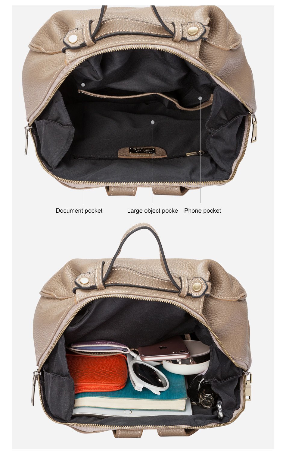 Compact Genuine Leather Backpack