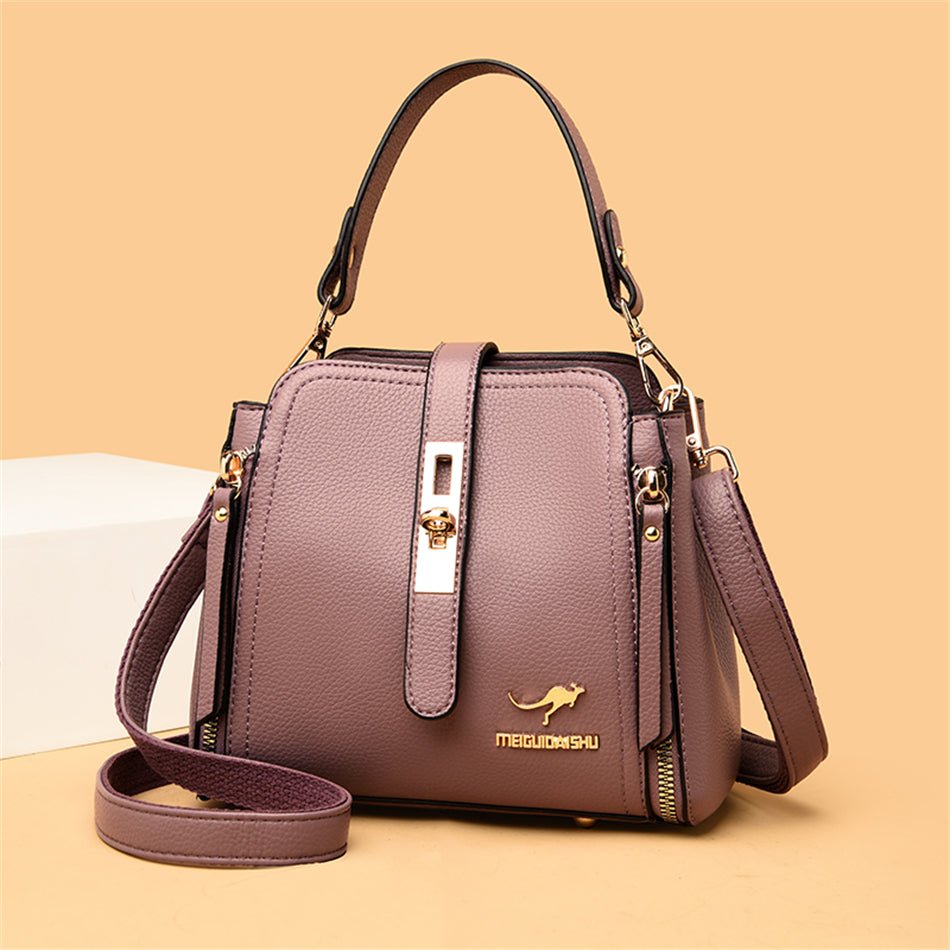 Leather Shoulder Bag with Polished Detail