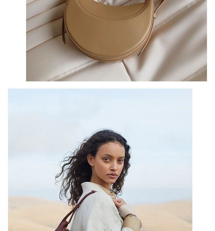 Sculpted Genuine Leather Hobo Bag