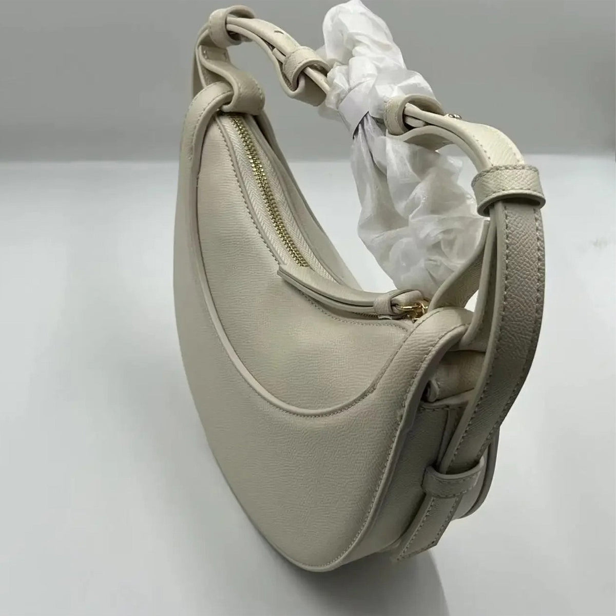 Sculpted Genuine Leather Hobo Bag