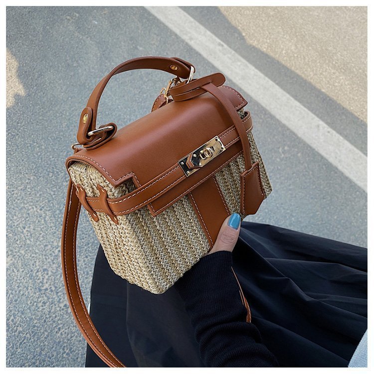 Straw Evening Clutch with Woven Detail