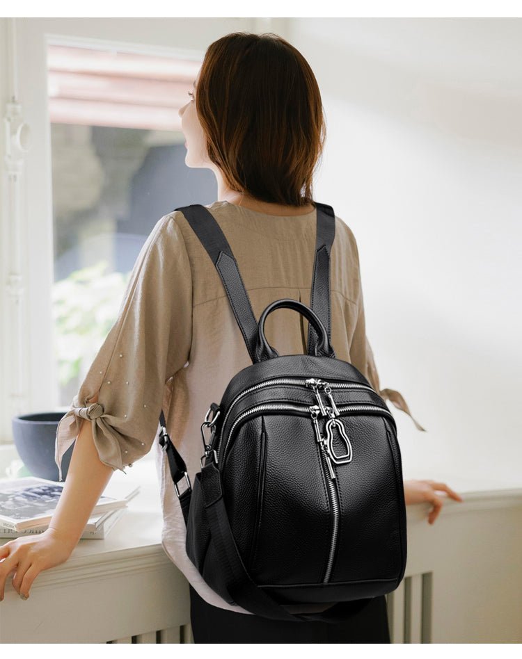 Versatile Genuine Leather Backpack