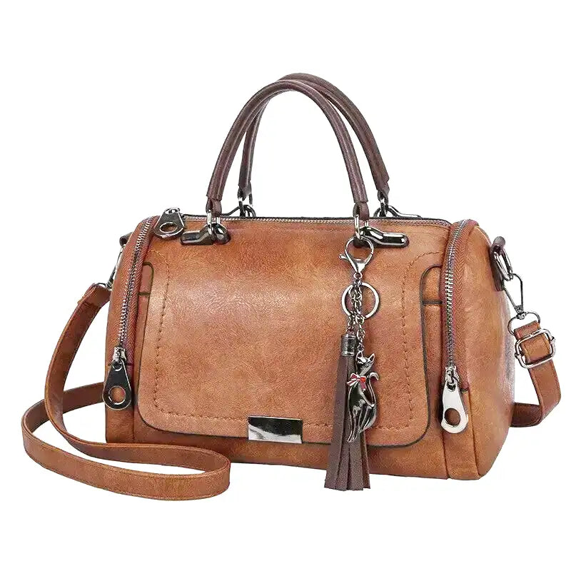 Essential Spacious Leather Bag with Strap Detail
