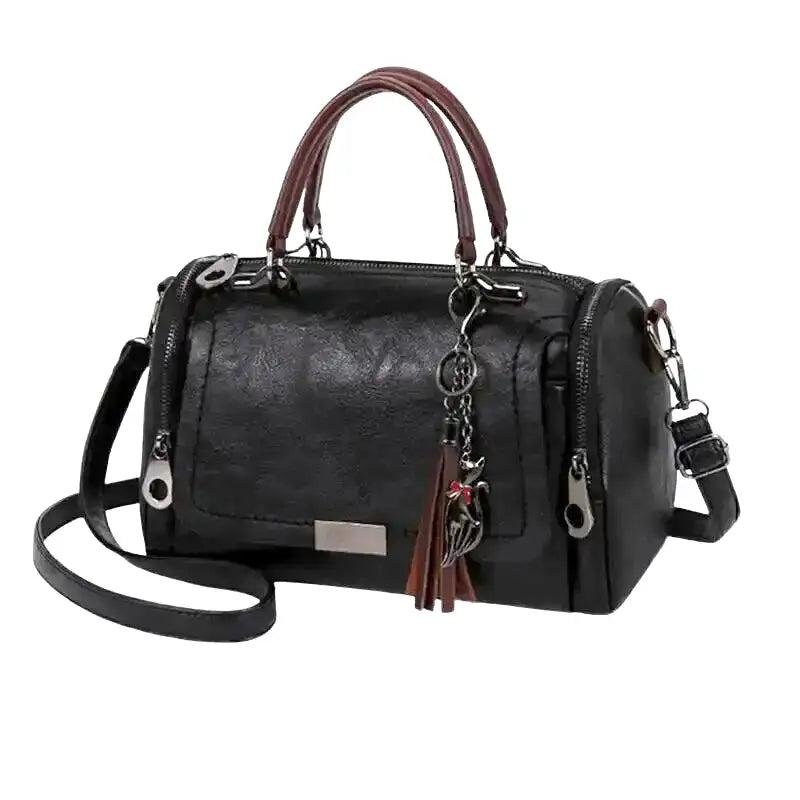 Essential Spacious Leather Bag with Strap Detail