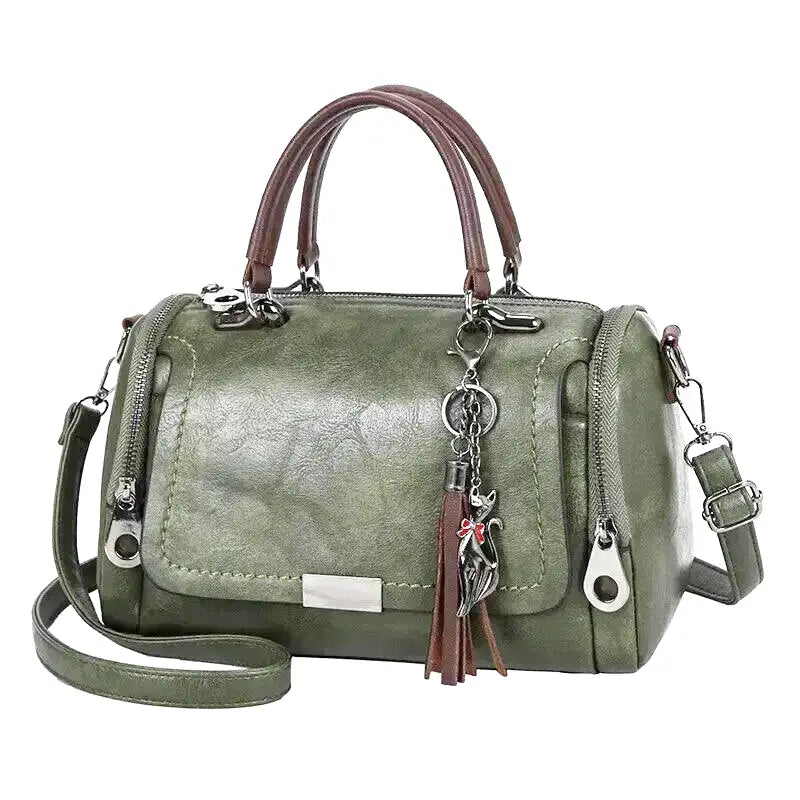 Essential Spacious Leather Bag with Strap Detail