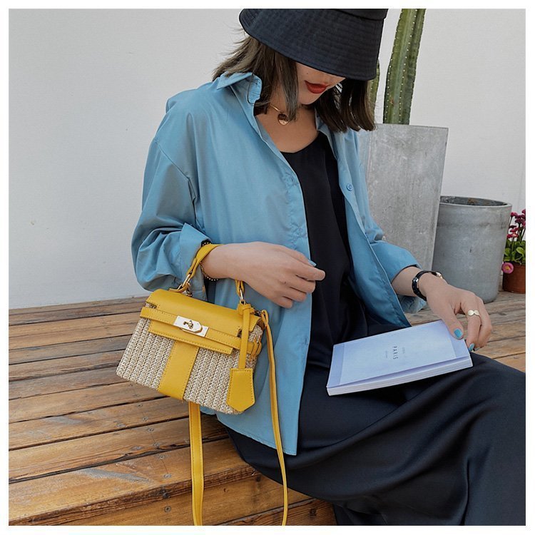 Straw Evening Clutch with Woven Detail