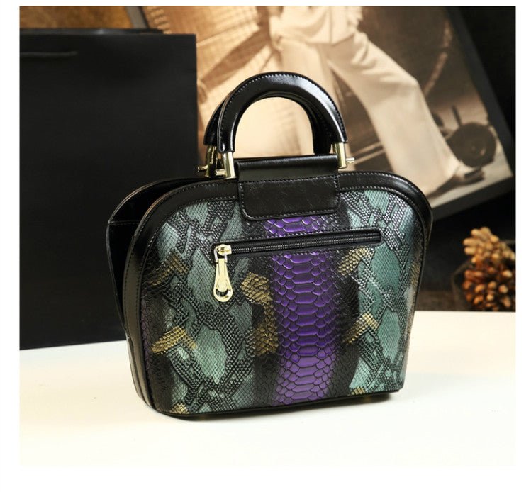 Genuine Leather Bucket Bag with Drawstring Detail