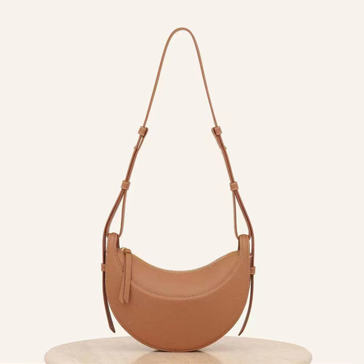 Sculpted Genuine Leather Hobo Bag
