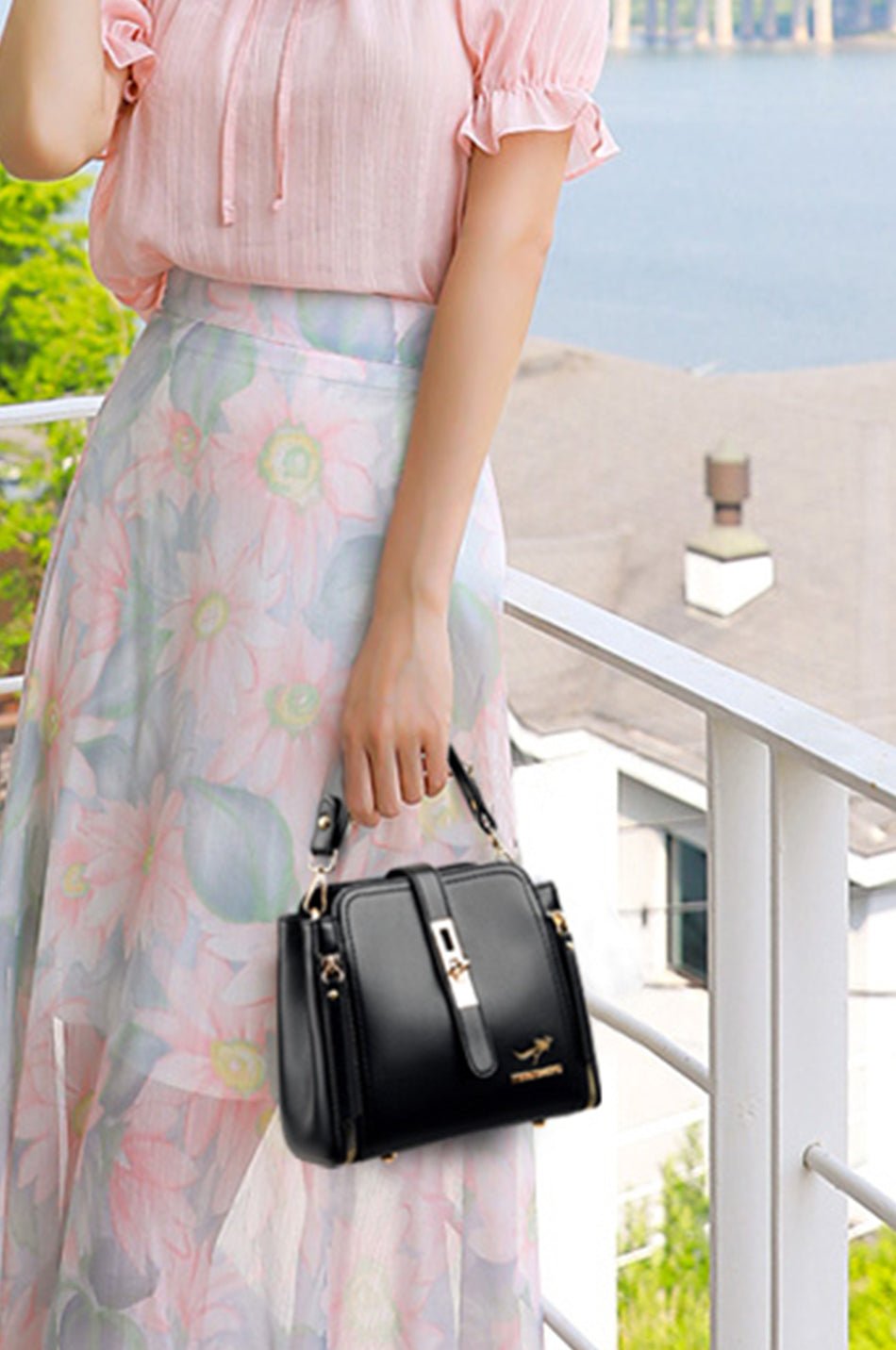 Leather Shoulder Bag with Polished Detail