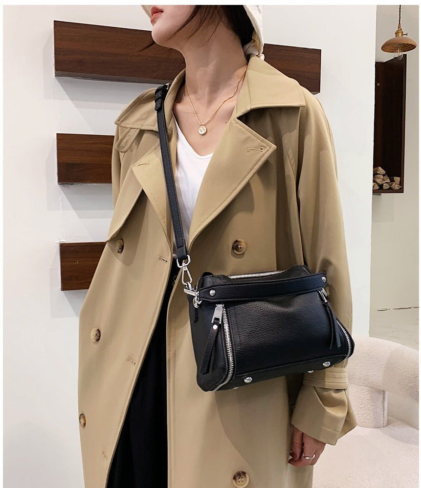Genuine Leather Messenger Bag with Refined Detail