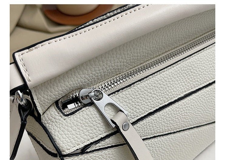 PU Leather Shoulder Bag with Geometric Detail