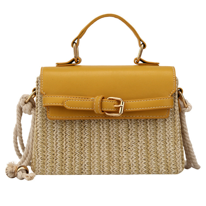 Straw Evening Clutch with Woven Detail