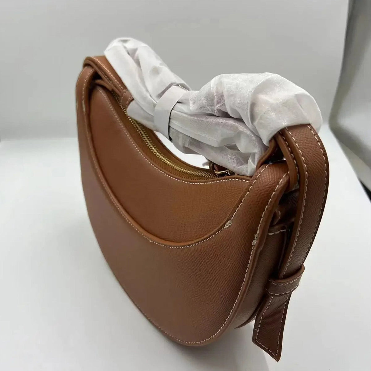 Sculpted Genuine Leather Hobo Bag