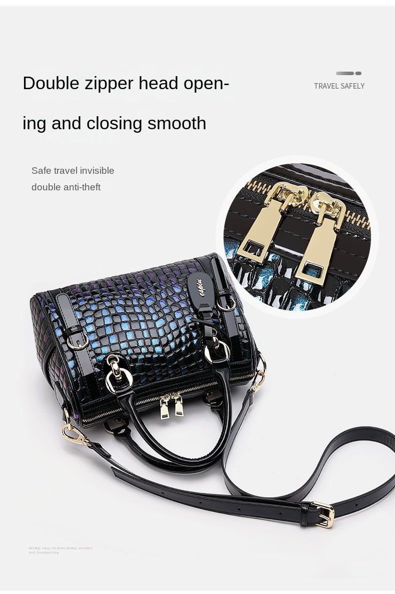 Genuine Leather Tote Bag with Weekend Detail