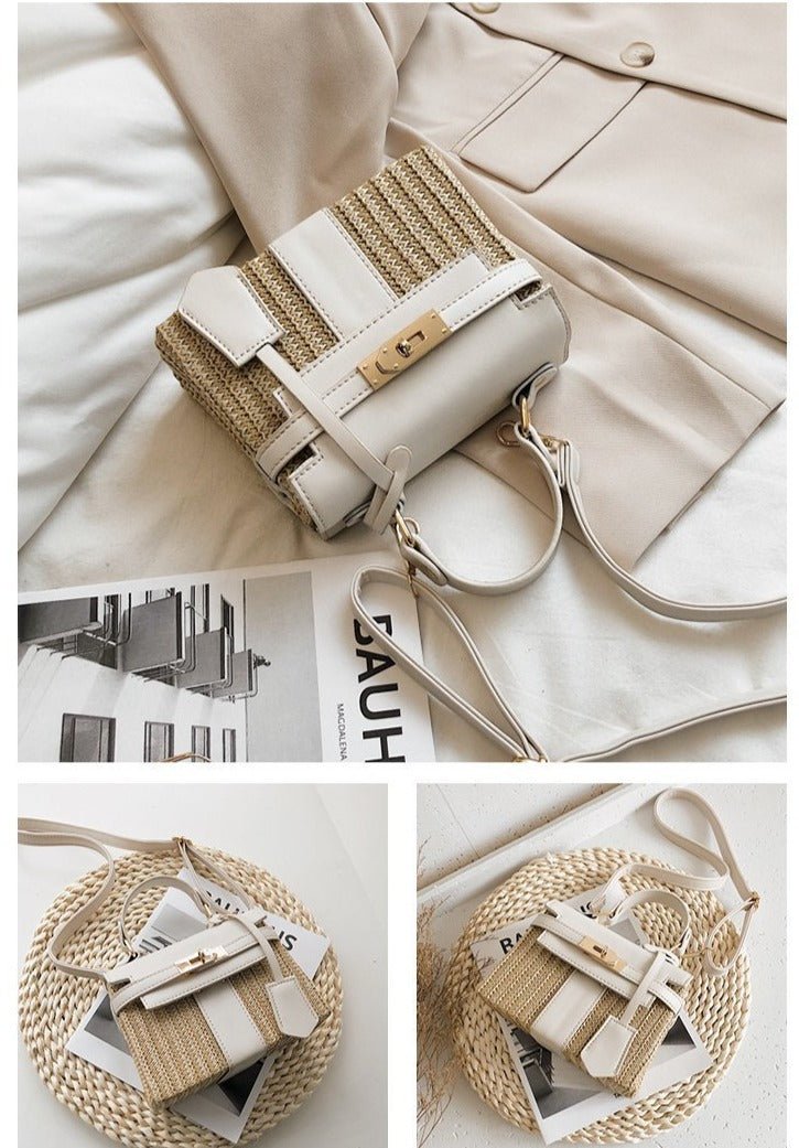 Straw Evening Clutch with Woven Detail