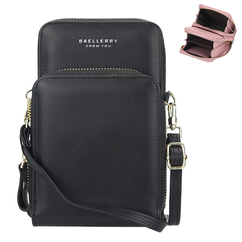 Synthetic Leather Phone Bag with Mini Detail