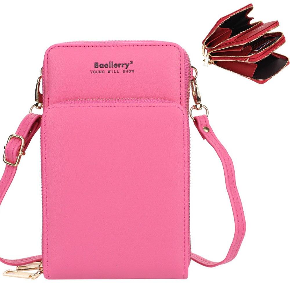 Synthetic Leather Phone Bag with Mini Detail