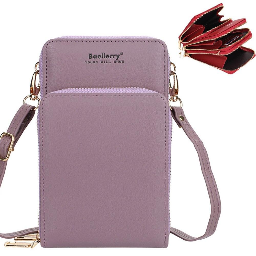 Synthetic Leather Phone Bag with Mini Detail